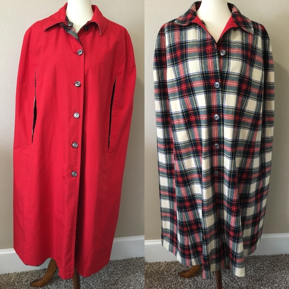 Mosbrook Jackets & Blazers - Vintage Reversible Plaid Full Cape Wool Coat Cloak